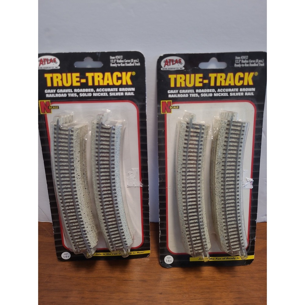 Atlas N Scale True-Track 12.5" Radius Curve 2 Packs 16 Pieces 2412 New In Box